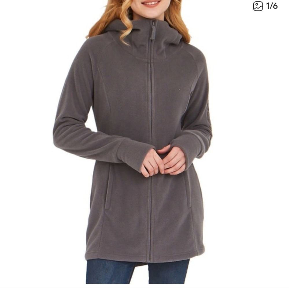 Bench Gray Fleece Hoodie Women’s Medium Full Zip Cozy Athleisure Jacket